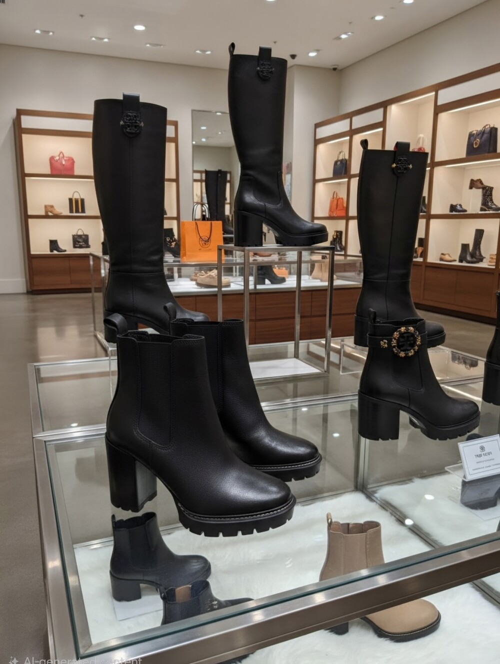 TORY BURCH LEATHER BOOTS CHELSEA LUG SOLES WOMEN'S SZ 8 $695